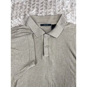 Claiborne Polo Shirt Men Large Tan Short Sleeve Textured Knit 0356
